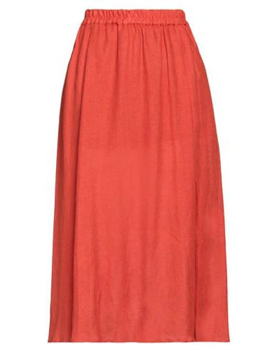 Shop Clips Woman Midi Skirt Orange Size Xl Linen