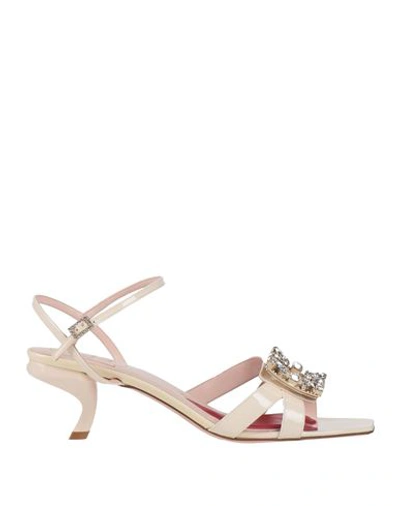 Shop Roger Vivier Woman Sandals Ivory Size 6 Leather In White