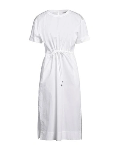 Shop Peserico Woman Midi Dress White Size 6 Cotton, Elastane