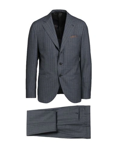 Shop Caruso Man Suit Lead Size 46 Wool In Grey