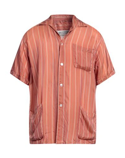 Shop Maison Margiela Man Shirt Rust Size 36 Cupro In Red