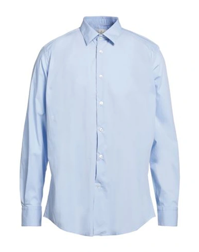 Shop Bagutta Man Shirt Light Blue Size 17 ½ Cotton, Polyamide, Elastane