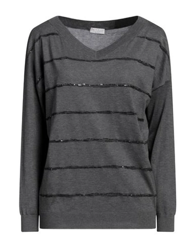 Shop Brunello Cucinelli Woman Sweater Grey Size L Cotton, Polyester