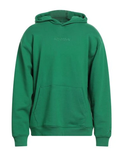 Jordan Man Sweatshirt Green Size S Cotton, Elastane In Green