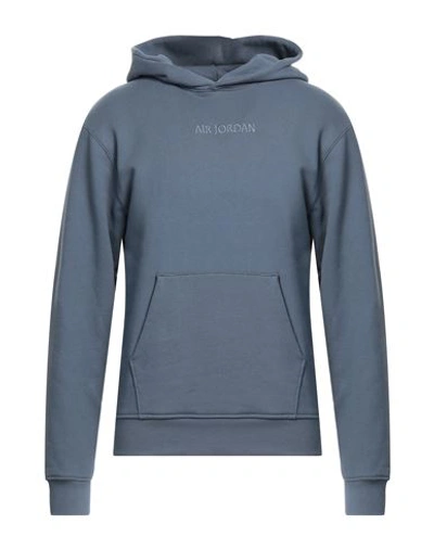 Jordan Man Sweatshirt Slate Blue Size Xs Cotton, Elastane In Blue