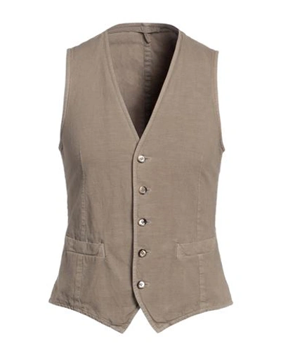 Shop L.b.m 1911 L. B.m. 1911 Man Vest Khaki Size 36 Cotton, Linen In Beige