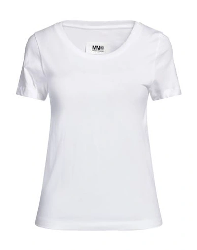 Shop Mm6 Maison Margiela Woman T-shirt White Size L Cotton