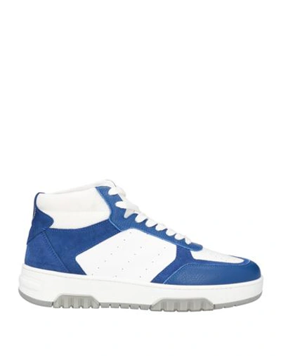 Shop Pollini Man Sneakers Blue Size 9 Leather