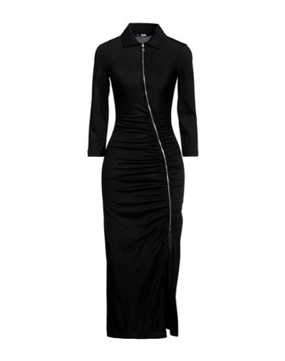 Shop Karl Lagerfeld Jersey Shirt Dress Woman Maxi Dress Black Size S Cotton