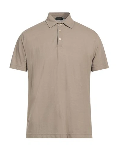 Shop Zanone Man Polo Shirt Sand Size 40 Cotton In Beige
