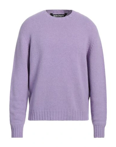 Shop Palm Angels Man Sweater Light Purple Size L Wool, Polyester, Acrylic