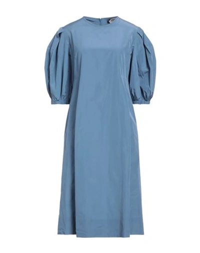 Shop 's Max Mara Woman Midi Dress Slate Blue Size 8 Polyester, Cotton