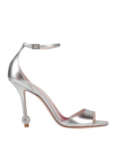 Roger Vivier 105 Jewel Embellished Sandals In Metallic Leather In Silver