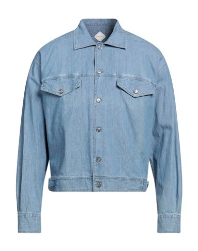 Shop Pal Zileri Man Denim Outerwear Blue Size 16 ½ Cotton