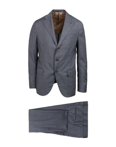 Shop Caruso Man Suit Lead Size 46 Wool In Grey
