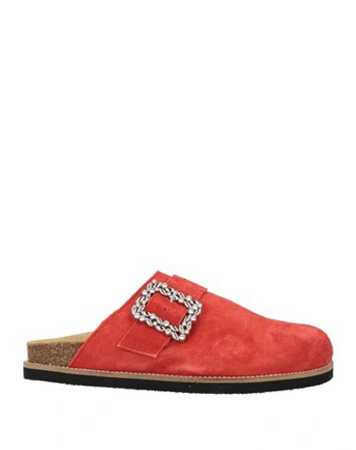 Pollini Woman Mules & Clogs Tomato Red Size 5 Leather In Tomato Red