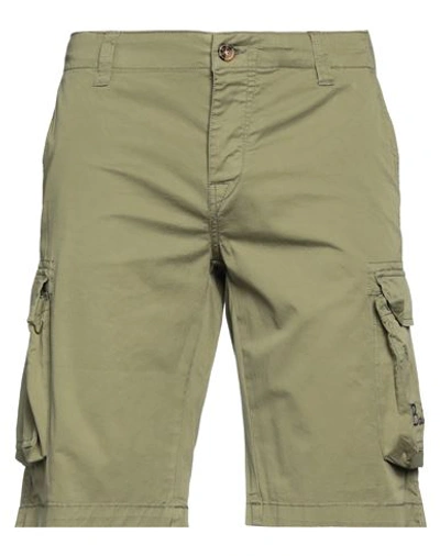 Shop Mc2 Saint Barth Man Shorts & Bermuda Shorts Military Green Size L Cotton, Elastane