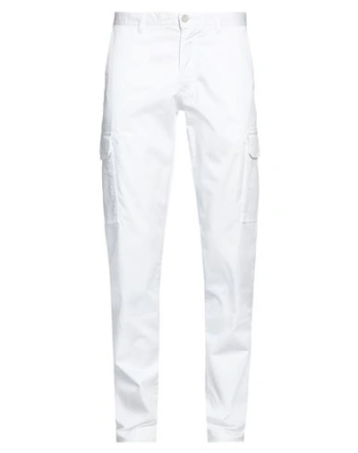 Shop Isaia Man Pants White Size 40 Cotton, Elastane