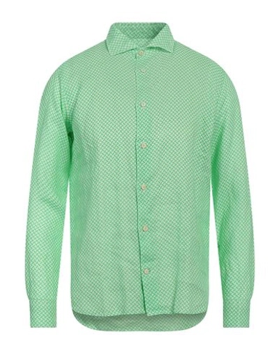 Shop Drumohr Man Shirt Light Green Size M Linen