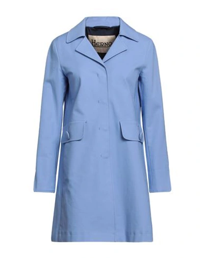 Herno Woman Overcoat & Trench Coat Pastel Blue Size 6 Cotton, Elastane In Blue