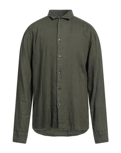 Shop Peuterey Man Shirt Military Green Size 3xl Linen