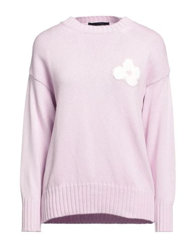 Shop Lardini Woman Sweater Lilac Size 10 Cotton In Purple