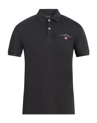 Shop Napapijri Man Polo Shirt Black Size M Cotton