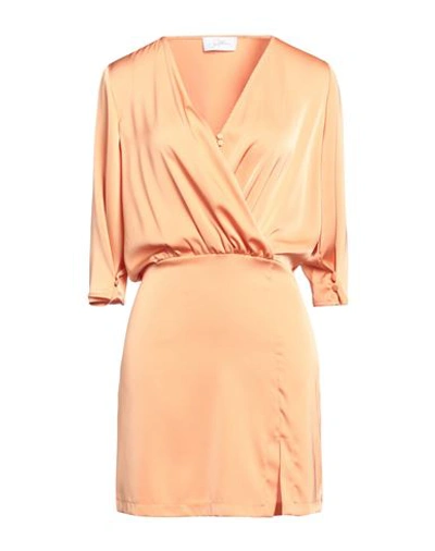 Shop Soallure Woman Mini Dress Apricot Size 6 Polyester In Orange