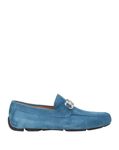 Shop Ferragamo Man Loafers Blue Size 8.5 Calfskin