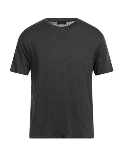 Shop Roberto Collina Man T-shirt Black Size 40 Linen, Elastane