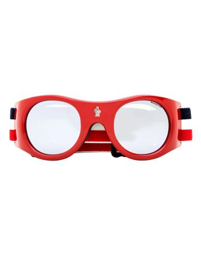Shop Moncler Band Ml0051 Ski Goggles Sunglasses Red Size 55 Plastic