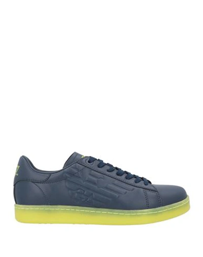 Shop Ea7 Man Sneakers Navy Blue Size 7 Bovine Leather