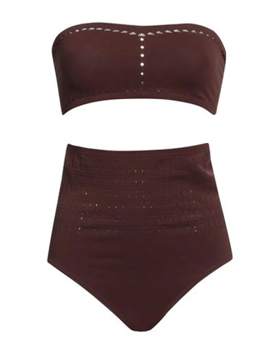 Shop Alaïa Woman Bikini Cocoa Size 2 Polyester, Elastane In Brown
