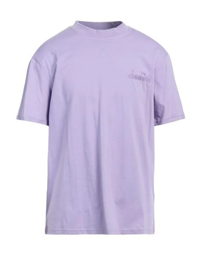 Shop Diadora Man T-shirt Light Purple Size M Cotton