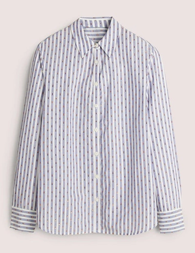 Shop Boden Embroidered Relaxed Shirt Metallic Clip Stripe Women