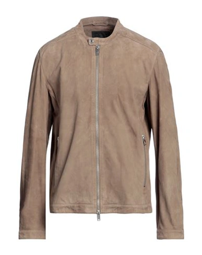 Shop Liu •jo Man Man Jacket Sand Size 3xl Leather In Beige