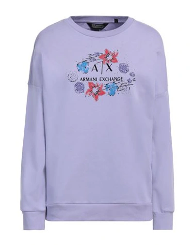 Shop Armani Exchange Woman Sweatshirt Lilac Size Xs Cotton In Purple