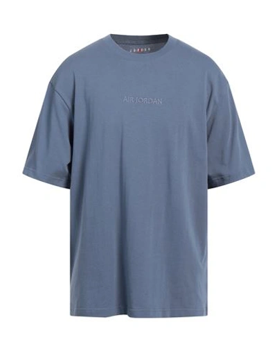 Shop Jordan Man T-shirt Slate Blue Size L Cotton