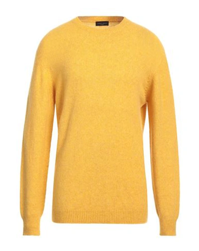 Shop Roberto Collina Man Sweater Ocher Size 38 Cashmere, Silk, Polyester In Yellow