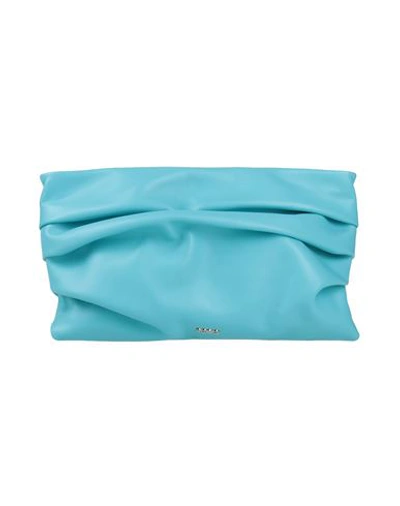 Shop Rodo Woman Handbag Turquoise Size - Lambskin In Blue