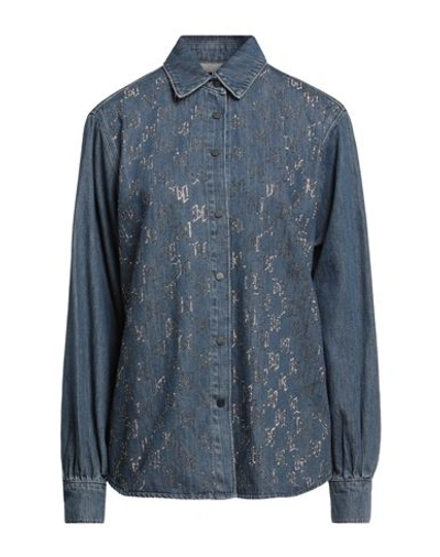 Shop Karl Lagerfeld Woman Denim Shirt Blue Size S Cotton