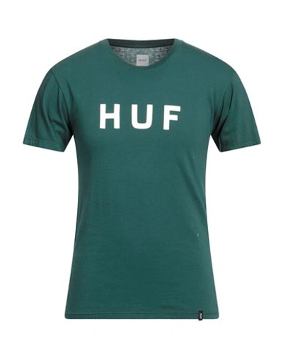 Shop Huf Man T-shirt Emerald Green Size S Cotton