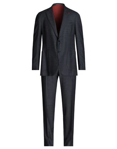 Shop Isaia Man Suit Midnight Blue Size 42 Wool