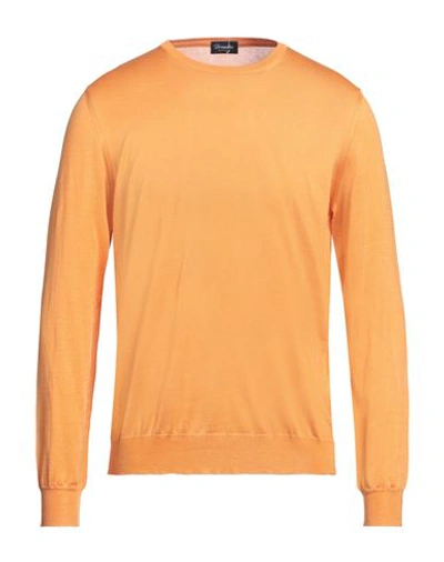 Shop Drumohr Man Sweater Apricot Size 44 Cotton In Orange