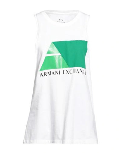 Shop Armani Exchange Woman Tank Top White Size L Cotton