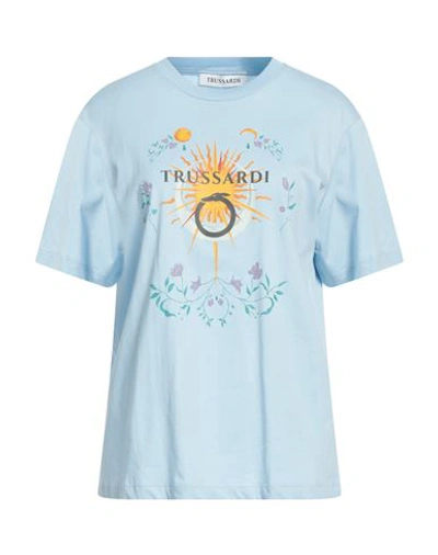 Shop Trussardi Woman T-shirt Sky Blue Size M Cotton