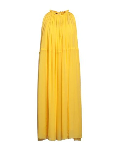 Shop Rochas Woman Midi Dress Yellow Size 6 Silk