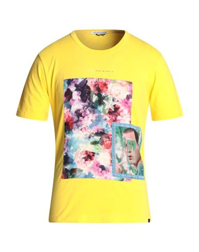 Shop Grey Daniele Alessandrini Man T-shirt Yellow Size Xxl Cotton