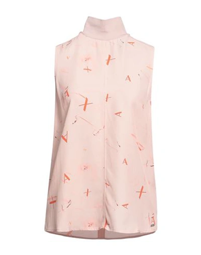 Shop Armani Exchange Woman Top Blush Size Xs Viscose In Pink