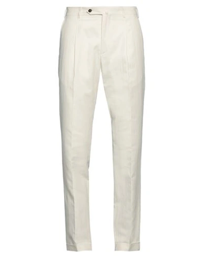 Shop Paoloni Man Pants Off White Size 34 Cotton, Linen